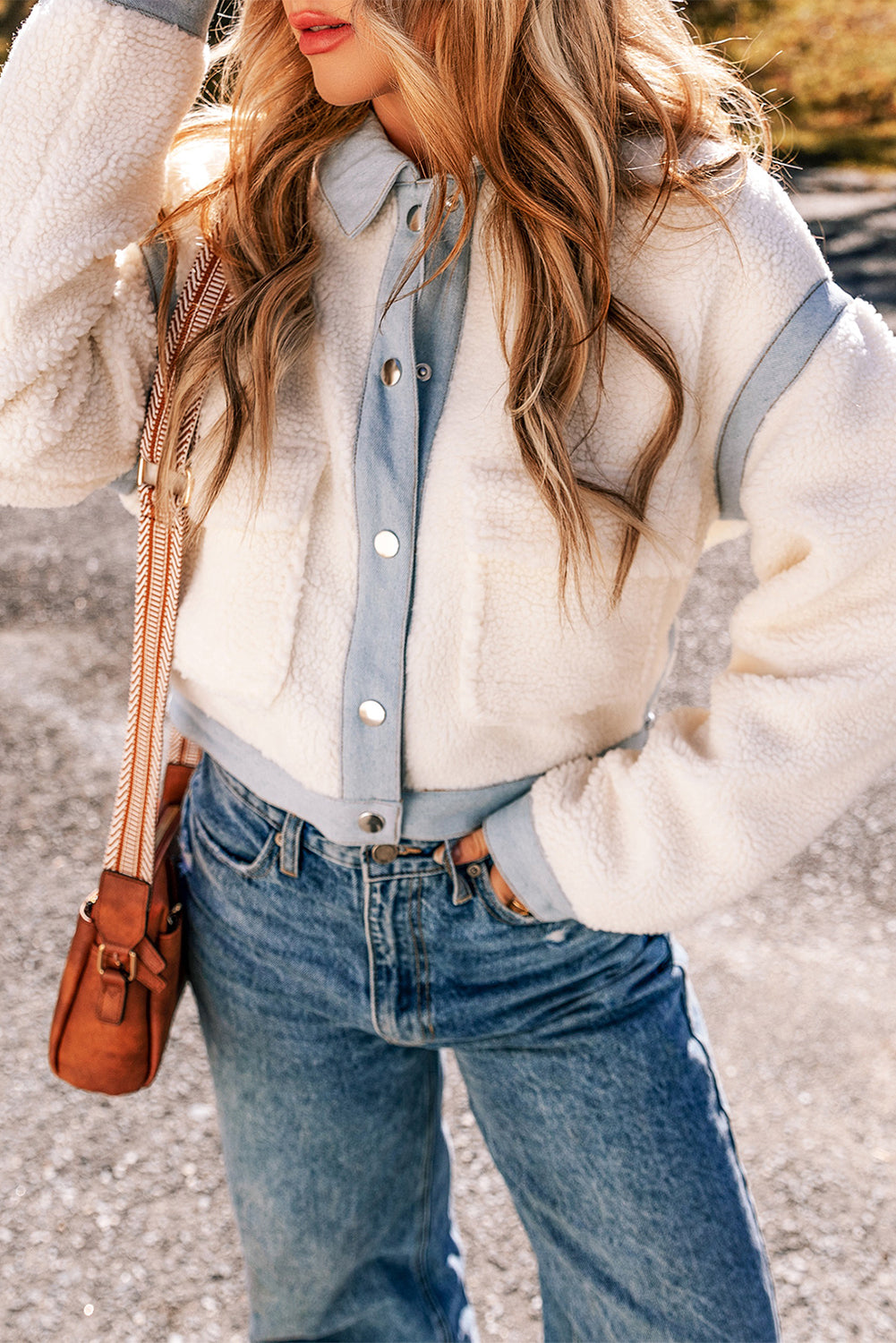 White Buttoned Sherpa Jacket