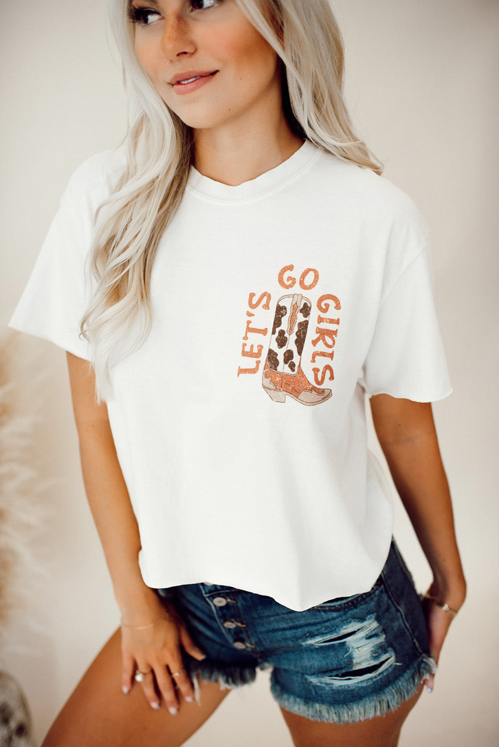 White Double-Side Lets Go Girls Graphic Tee