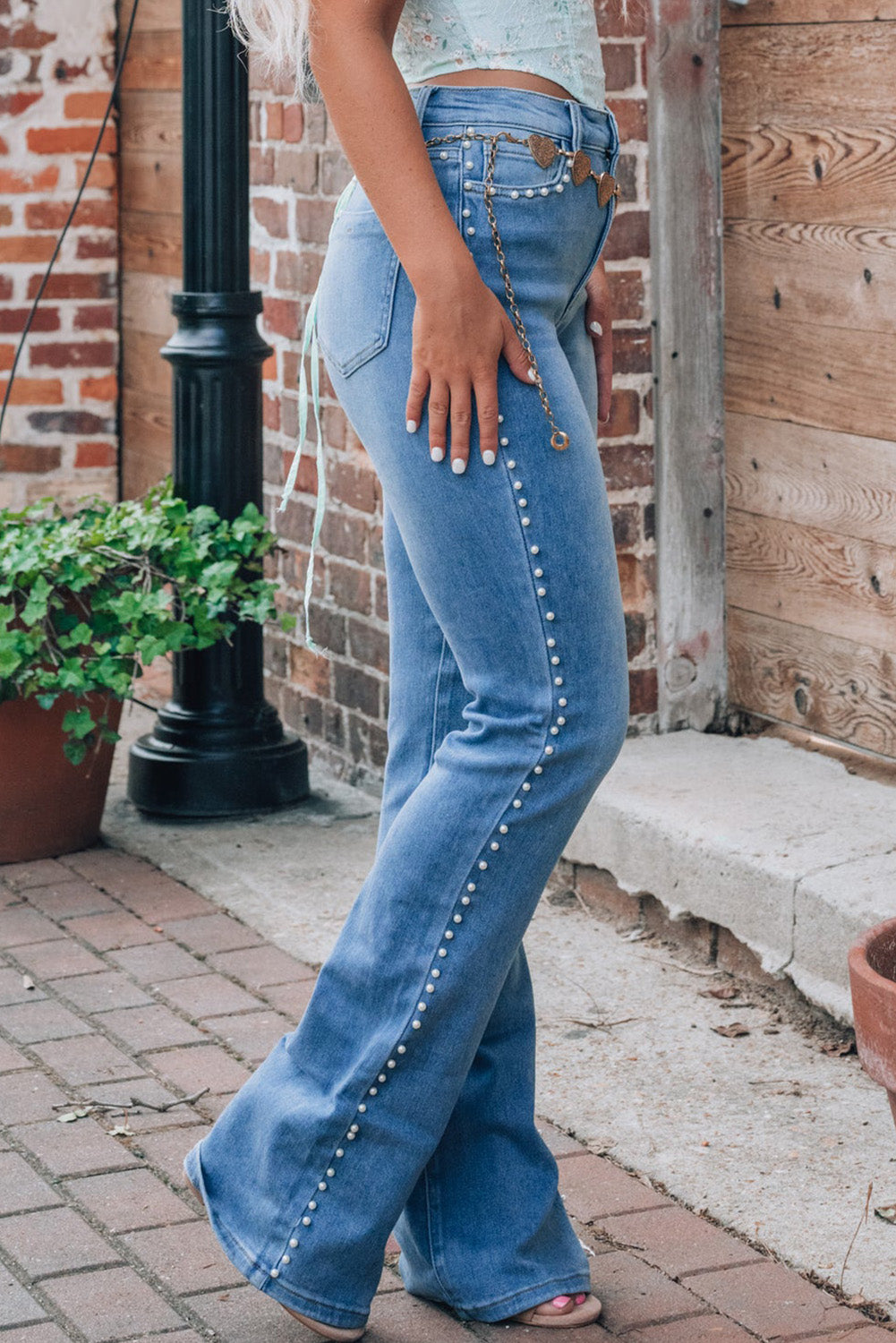 Lover girl pearl embellished jeans