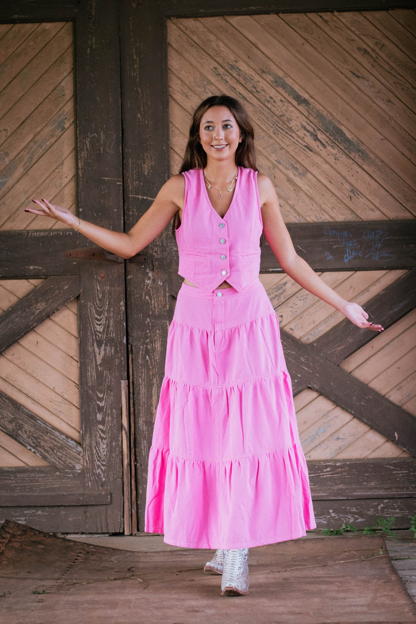 Pretty in Pink Denim Skirt