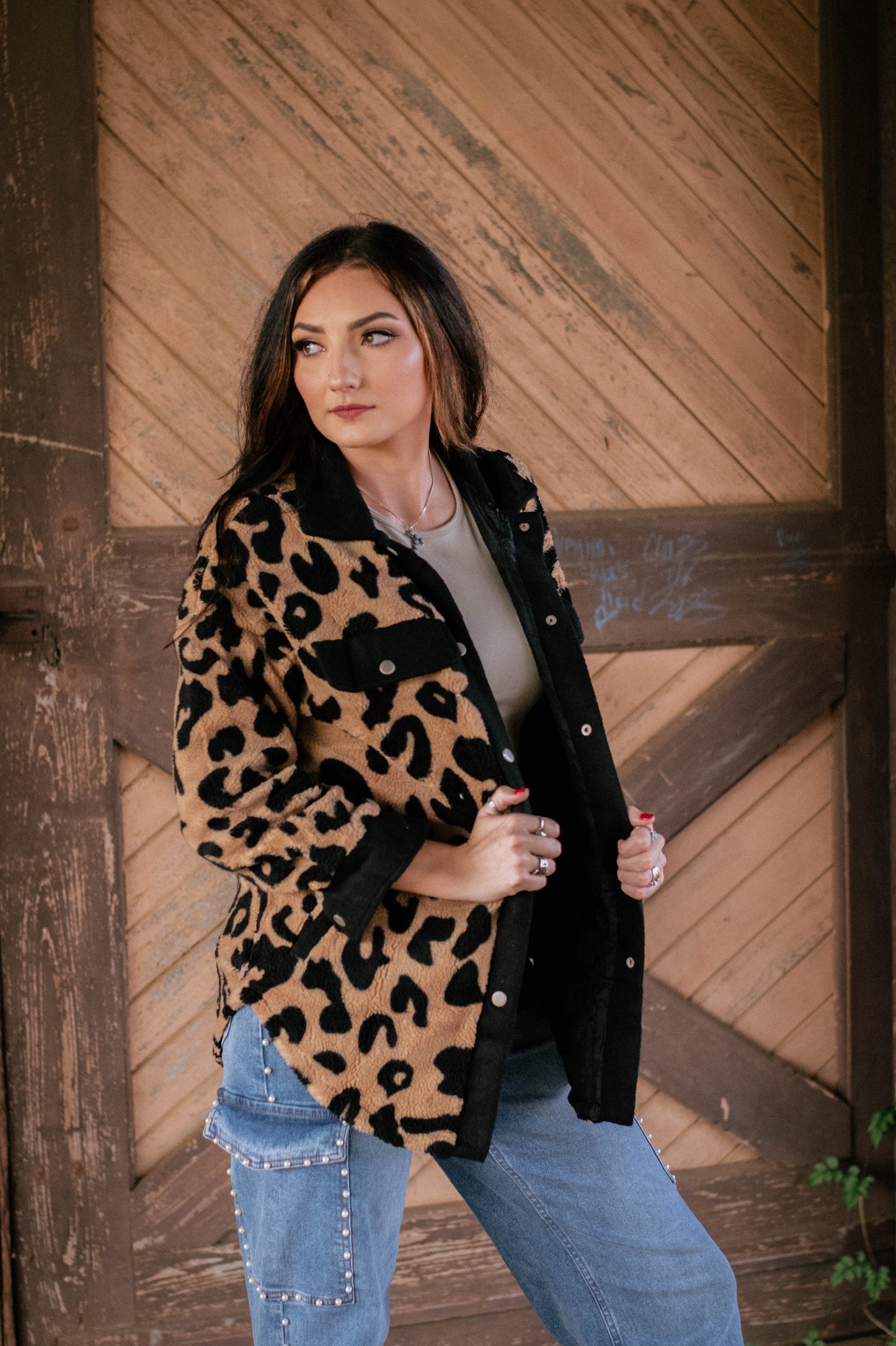 Leopard Button Up Long Sleeve Shacket