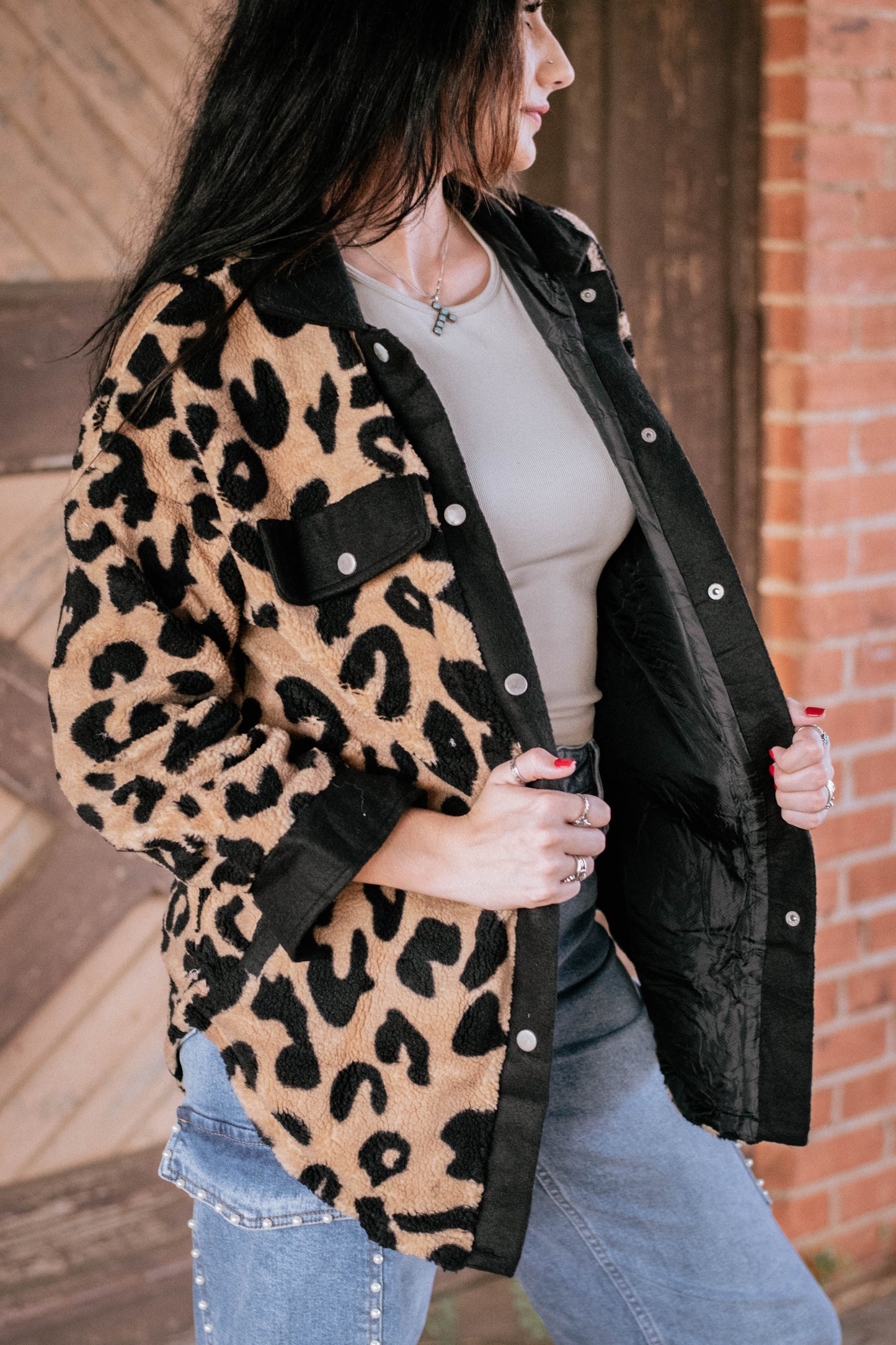 Leopard Button Up Long Sleeve Shacket