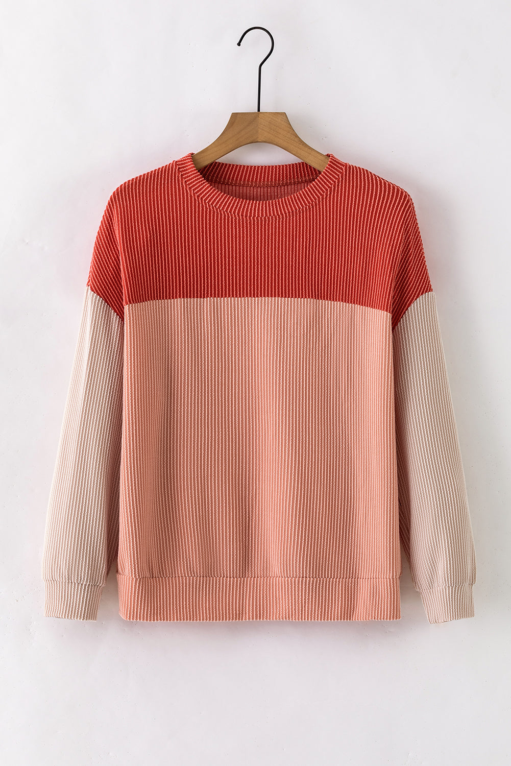 Rust Red Block Long Sleeve Loose Top