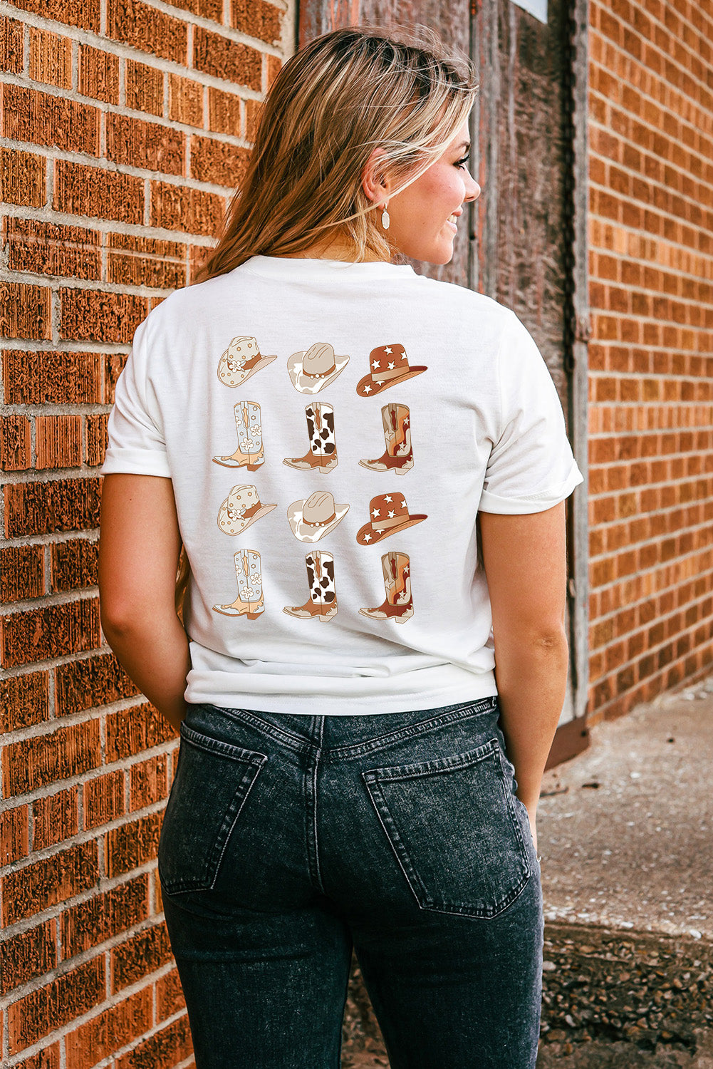 White Double-Side Lets Go Girls Graphic Tee