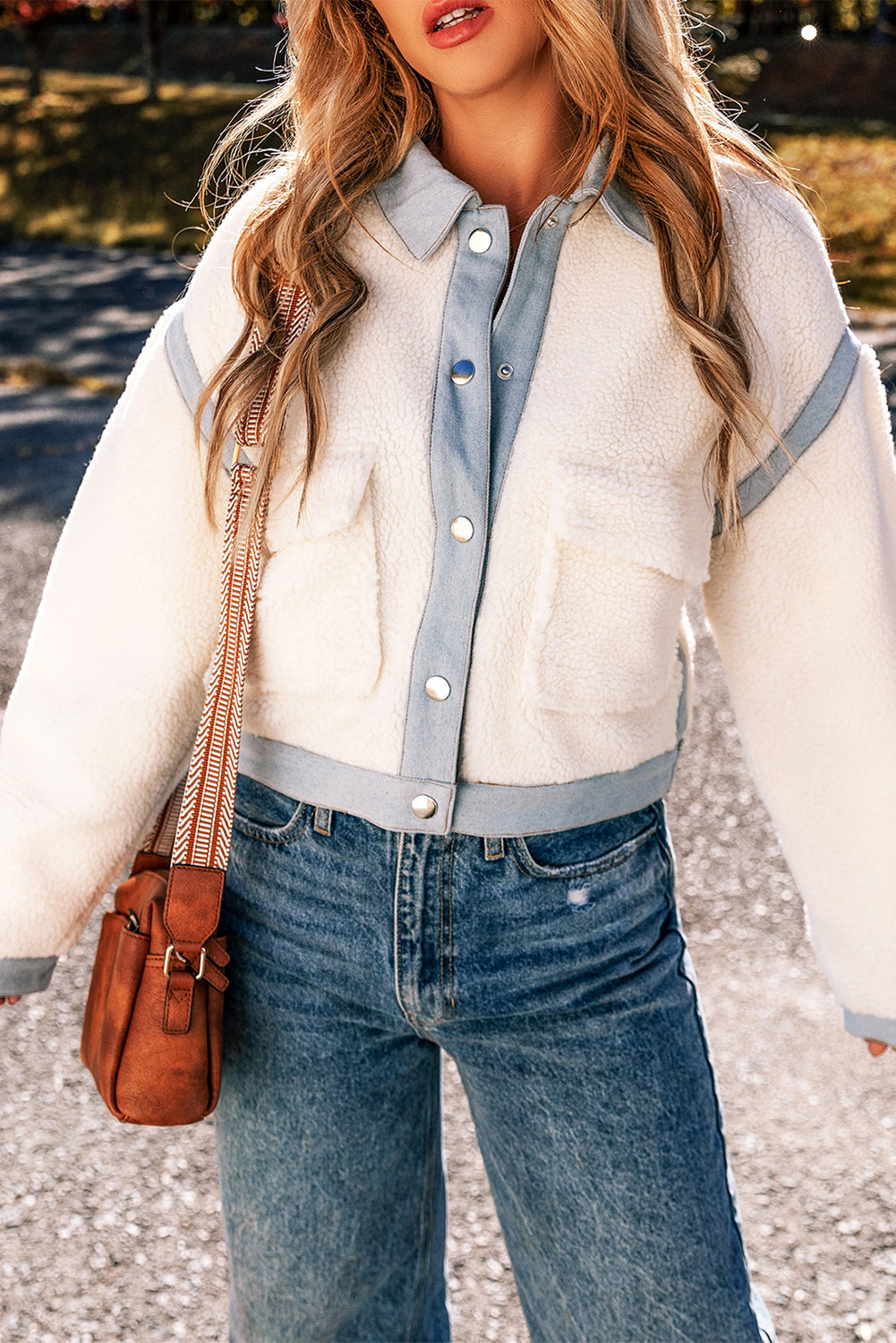 White Buttoned Sherpa Jacket