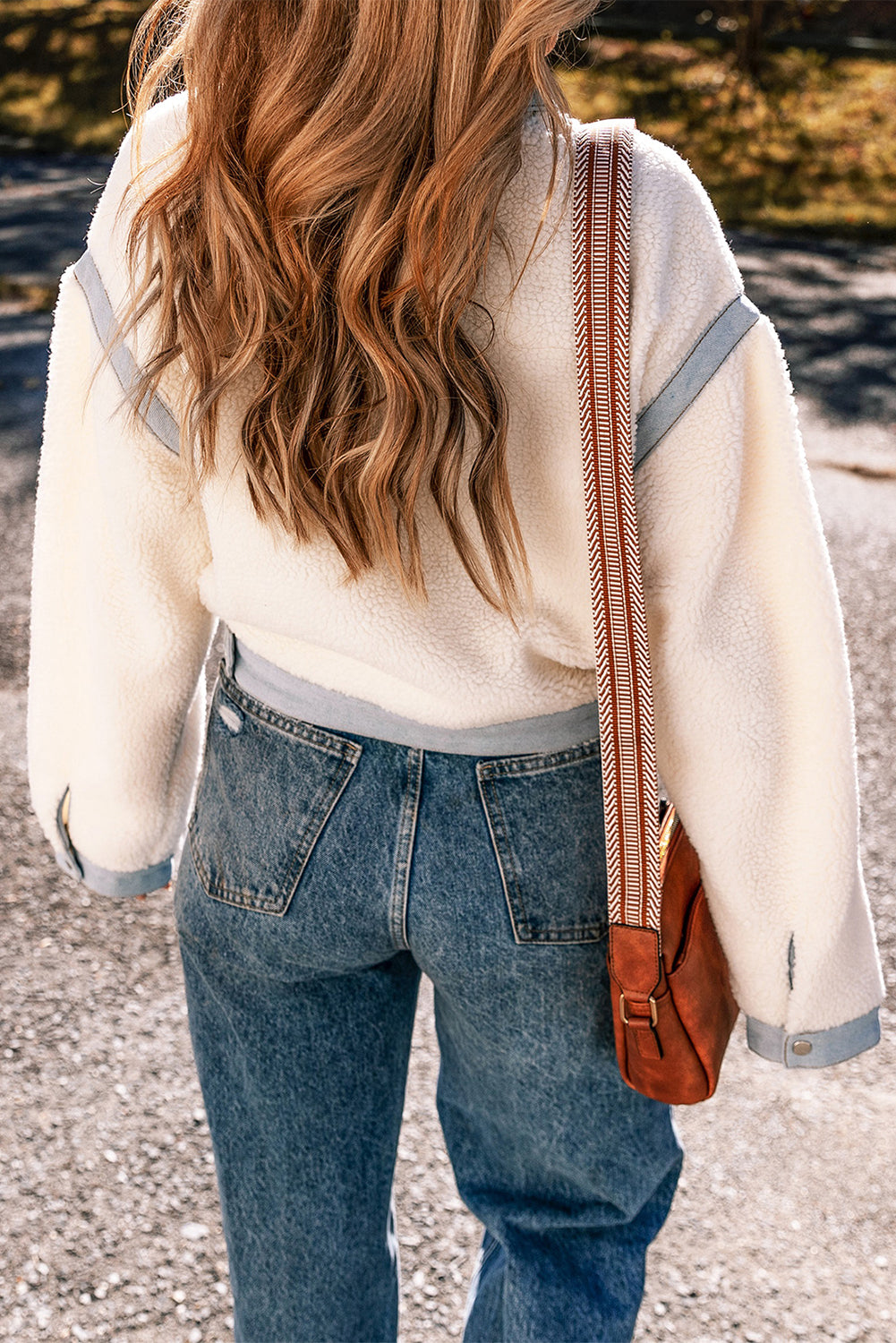 White Buttoned Sherpa Jacket